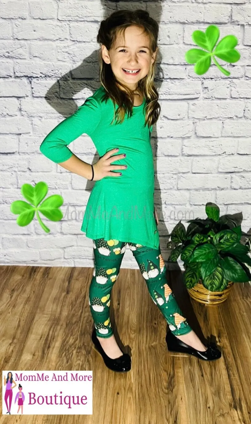 Girls St. Patrick Day Leggings, Kids Yoga Pants, Sizes S/L, Yoga Waist, Green, Exclusive Leggings