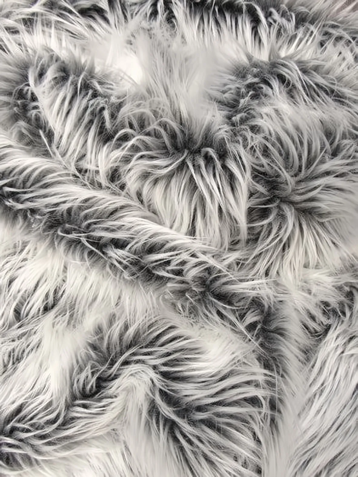 Grey Frost Solid Shaggy Long Pile Faux Fur Fabric / Sold By The Yard