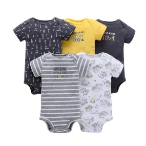 Grey Stripe Romper Set For Your Little Ones – 5 Piece Set