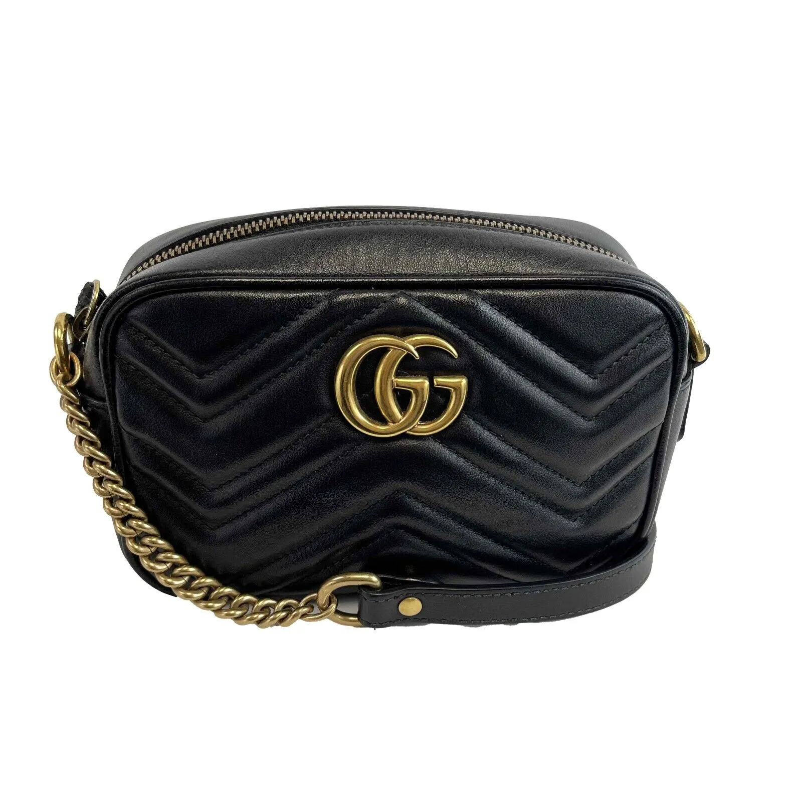 Gucci - GG Marmont Mini Black Matelassé Chevron Leather Crossbody