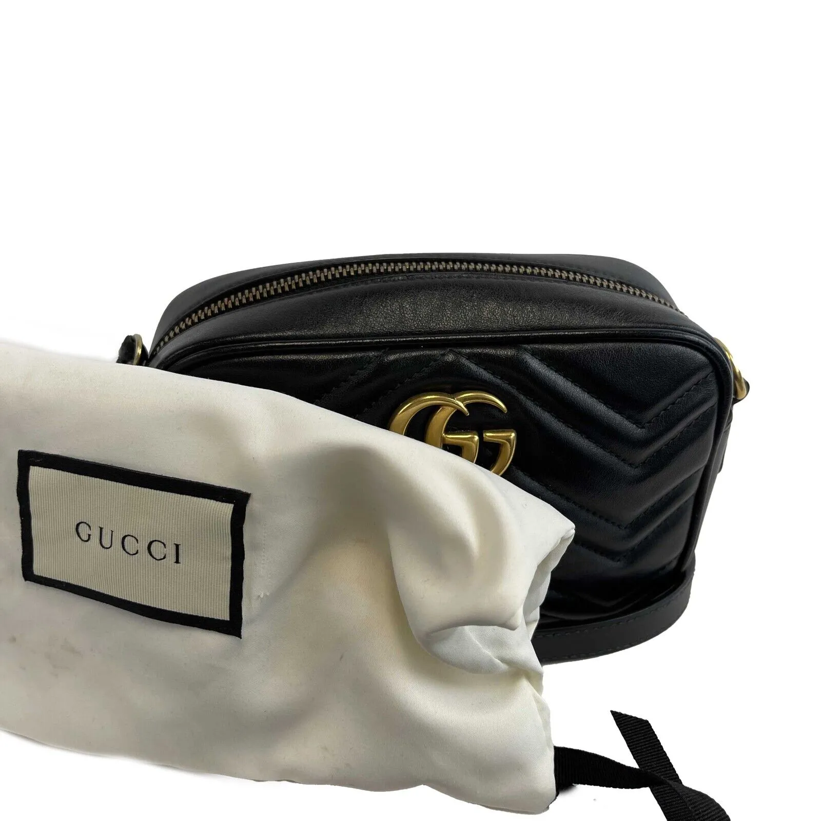 Gucci - GG Marmont Mini Black Matelassé Chevron Leather Crossbody