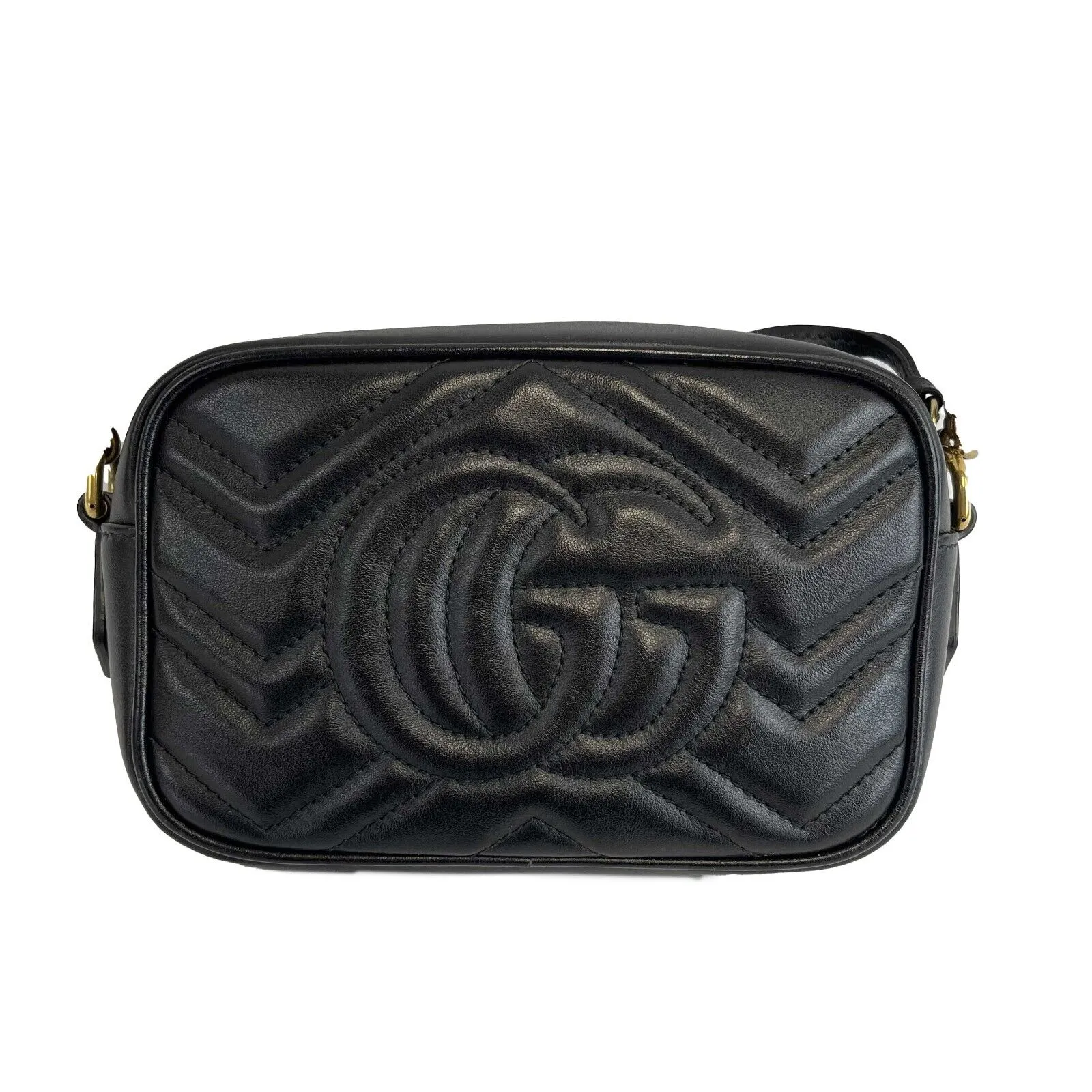 Gucci - GG Marmont Mini Black Matelassé Chevron Leather Crossbody