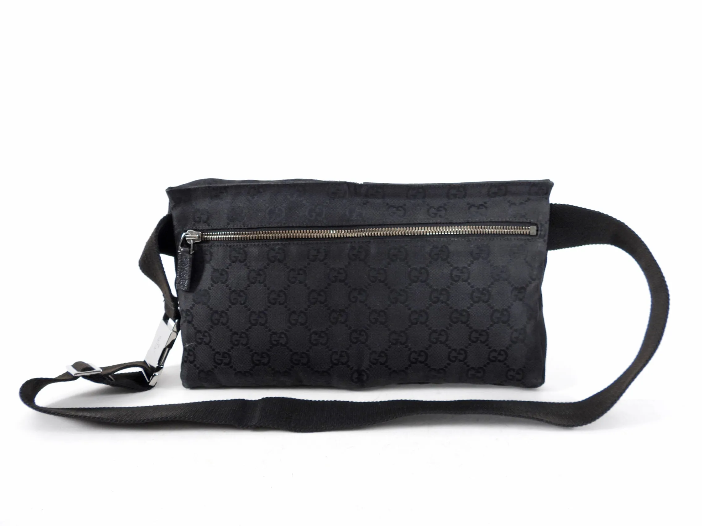 Gucci Monogram Canvas Black Double Belt Bag