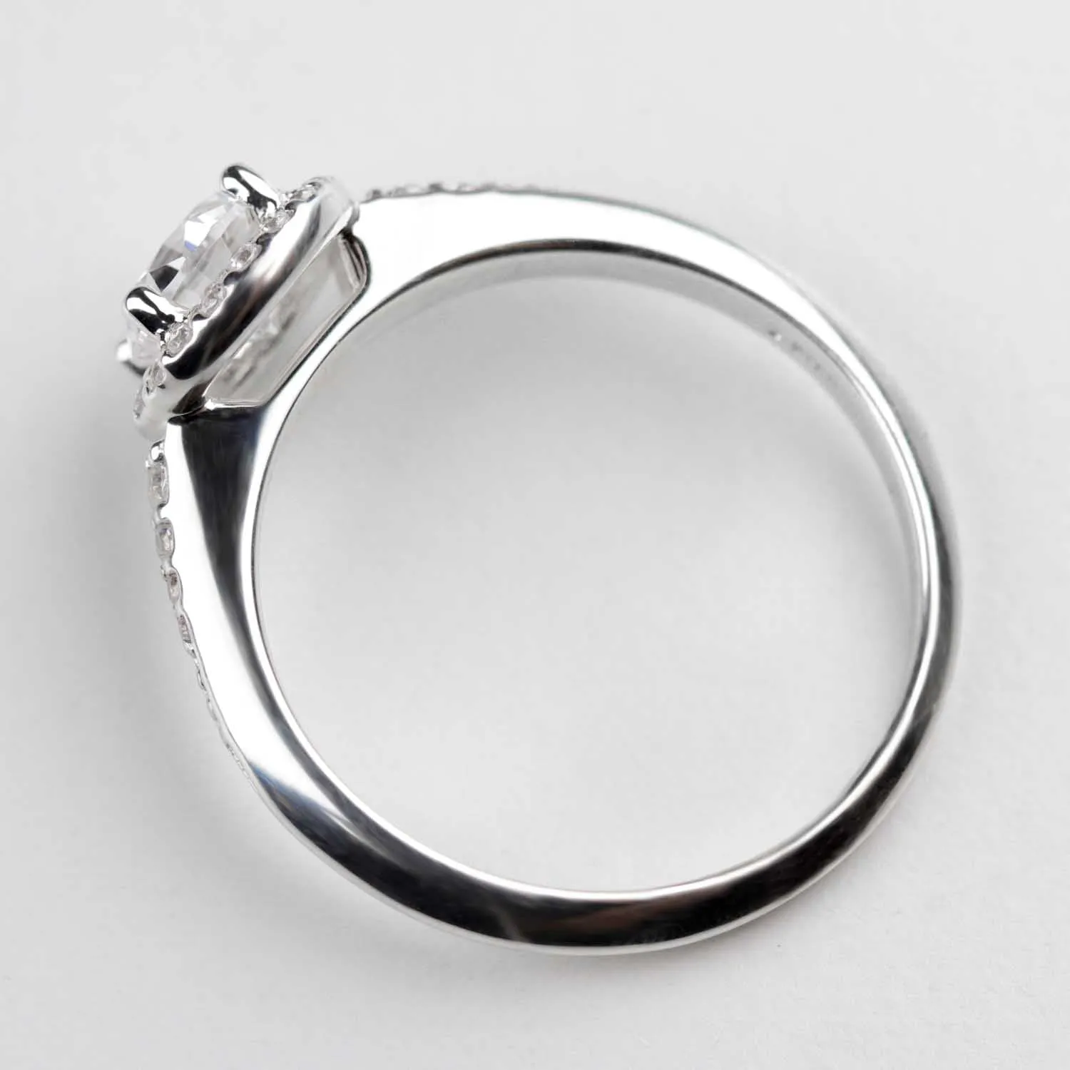 Halo Engagement Ring with Knife-Edge Band