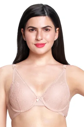 High Apex Lace Padded wired Bra - Misty Rose