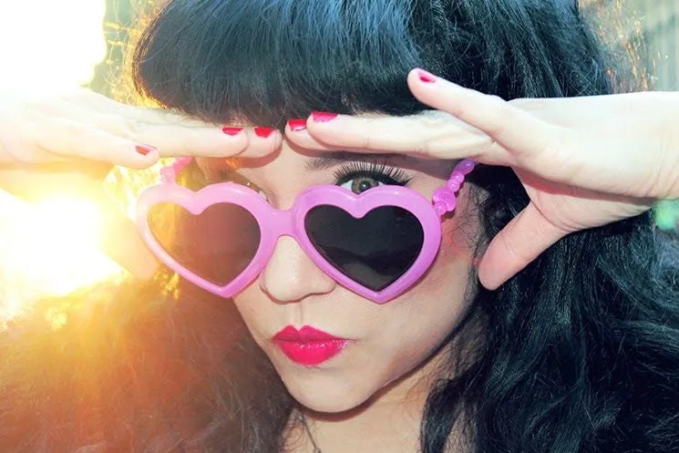 JEREMY SCOTT x Linda Farrow Heart Sunglasses - Pink