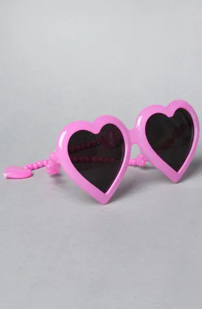 JEREMY SCOTT x Linda Farrow Heart Sunglasses - Pink