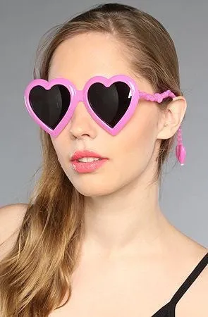 JEREMY SCOTT x Linda Farrow Heart Sunglasses - Pink