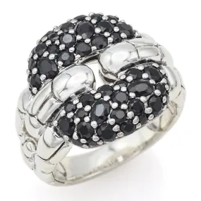 John Hardy Sterling Silver Kali Black Sapphire Square Link Ring