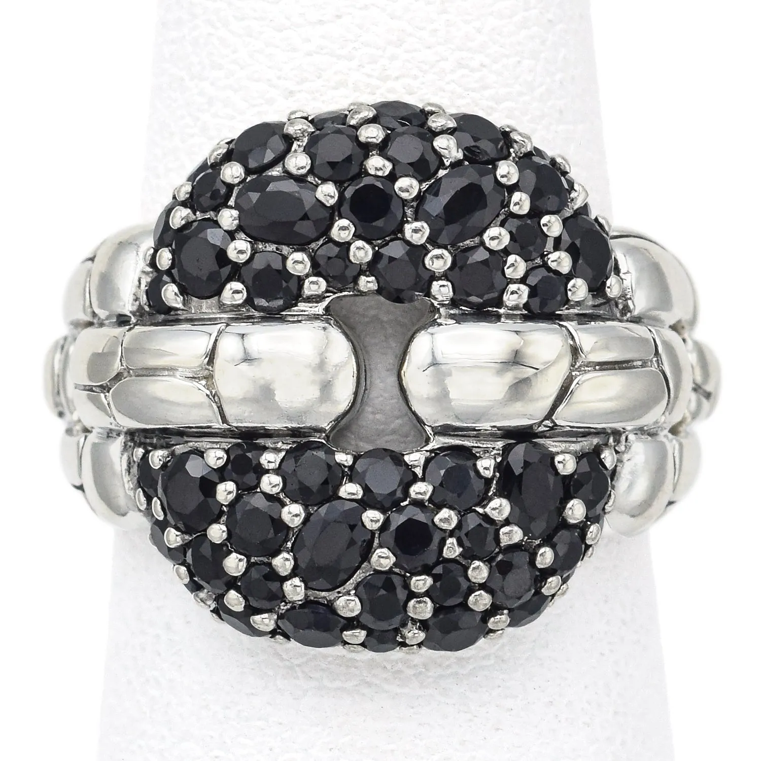 John Hardy Sterling Silver Kali Black Sapphire Square Link Ring