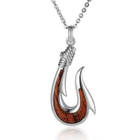 Koa Wood Maui Fishhook Pendant