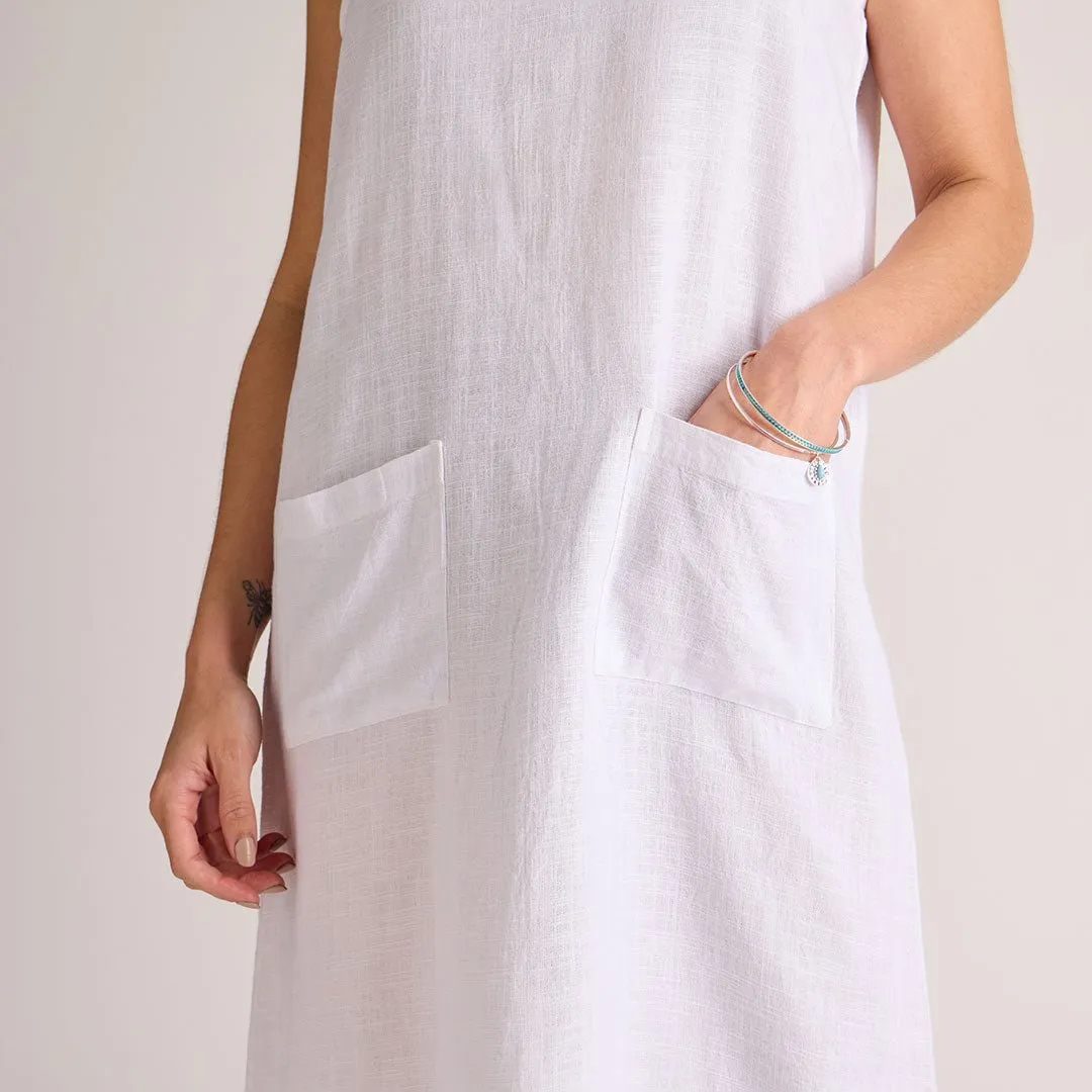 Ladies V Neck 2 Pocket Shift Dress