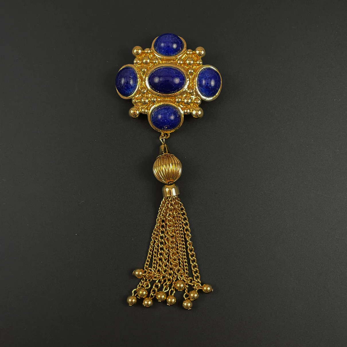 Lapis Tassel  Brooch Vintage