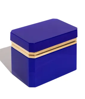 Large Rectangle Lapis Blue Opaline Glass Box