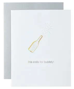 Letterpress Paperclip Card - This Calls For Bubbly