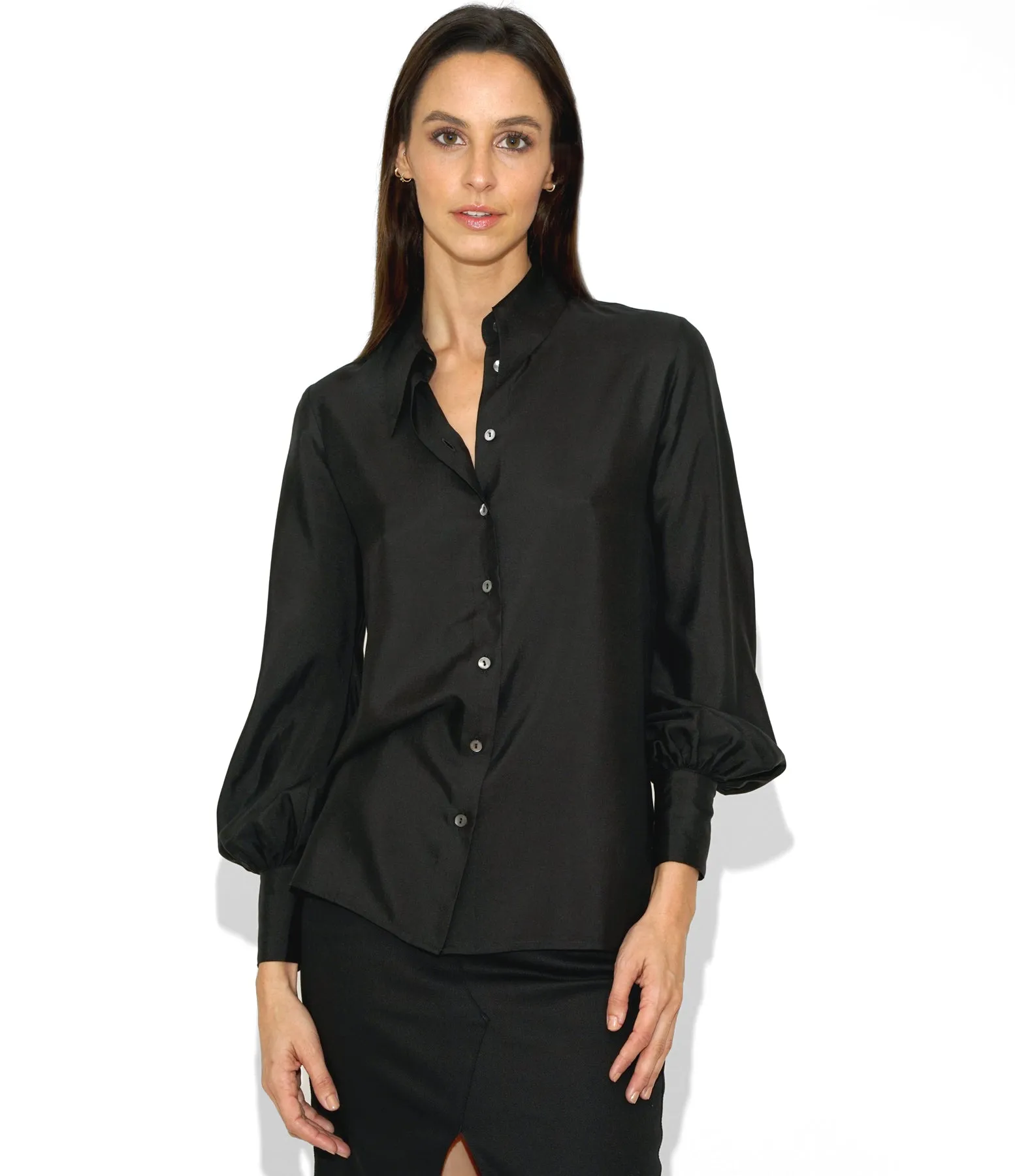 LINDA SILK SHIRT BLACK