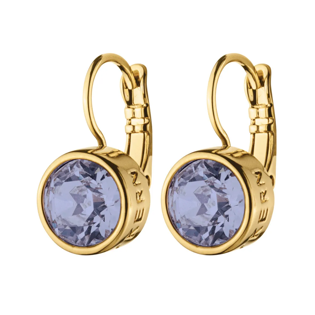 LOUISE SHINY GOLD LAVENDER EARRINGS