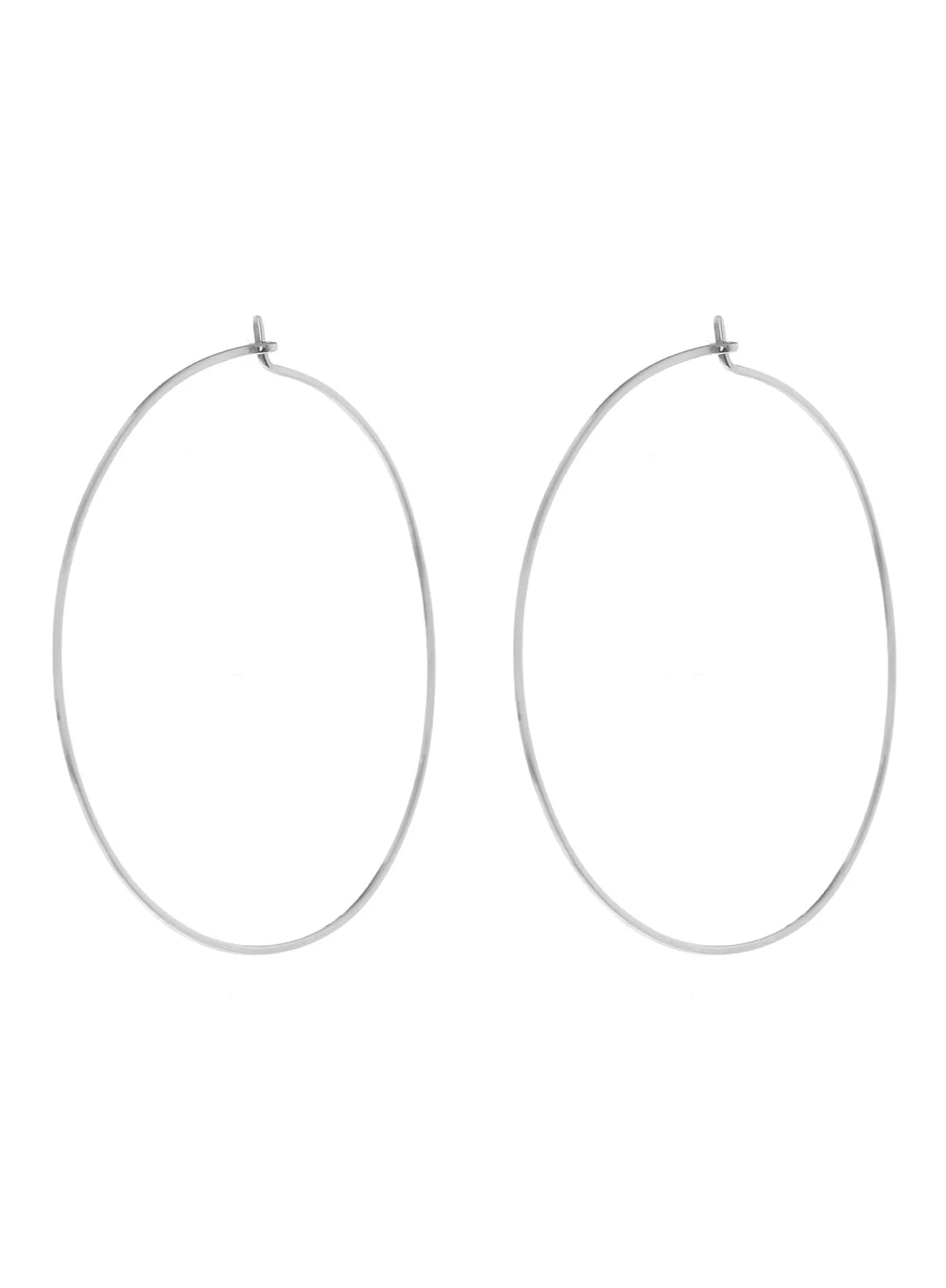 Luv Aj Capri Large Thin Wire Hoops Earrings in Polished Rhodium