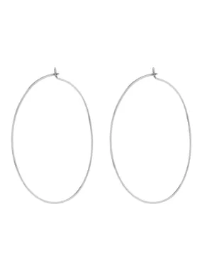 Luv Aj Capri Large Thin Wire Hoops Earrings in Polished Rhodium