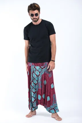 Mandala Elephant Drop Crotch Men's Elephant Pants in Red