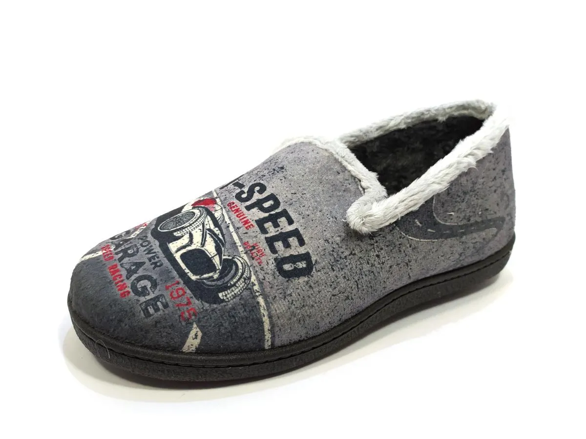 Mens Bedroom Slippers Grey Pluma flex Memory Foam R12228 Speed