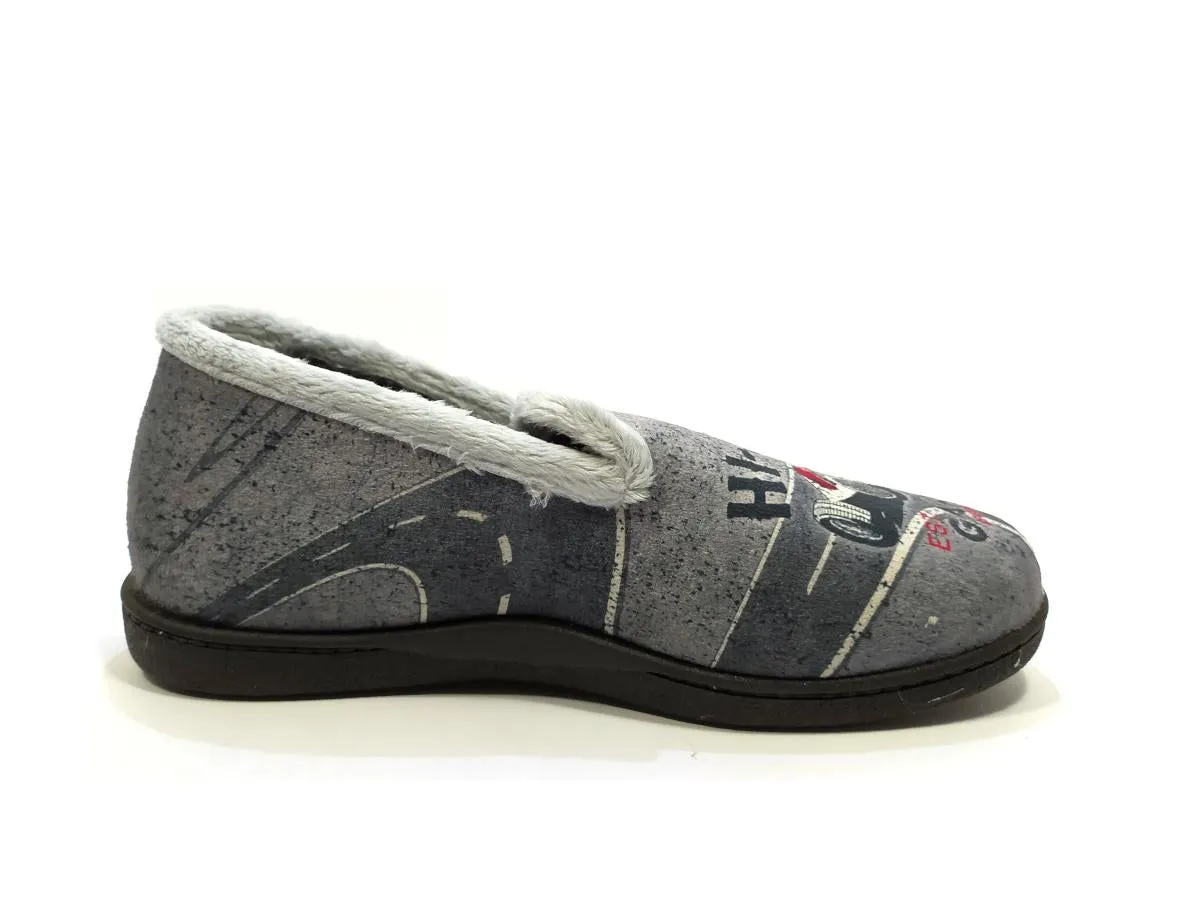 Mens Bedroom Slippers Grey Pluma flex Memory Foam R12228 Speed