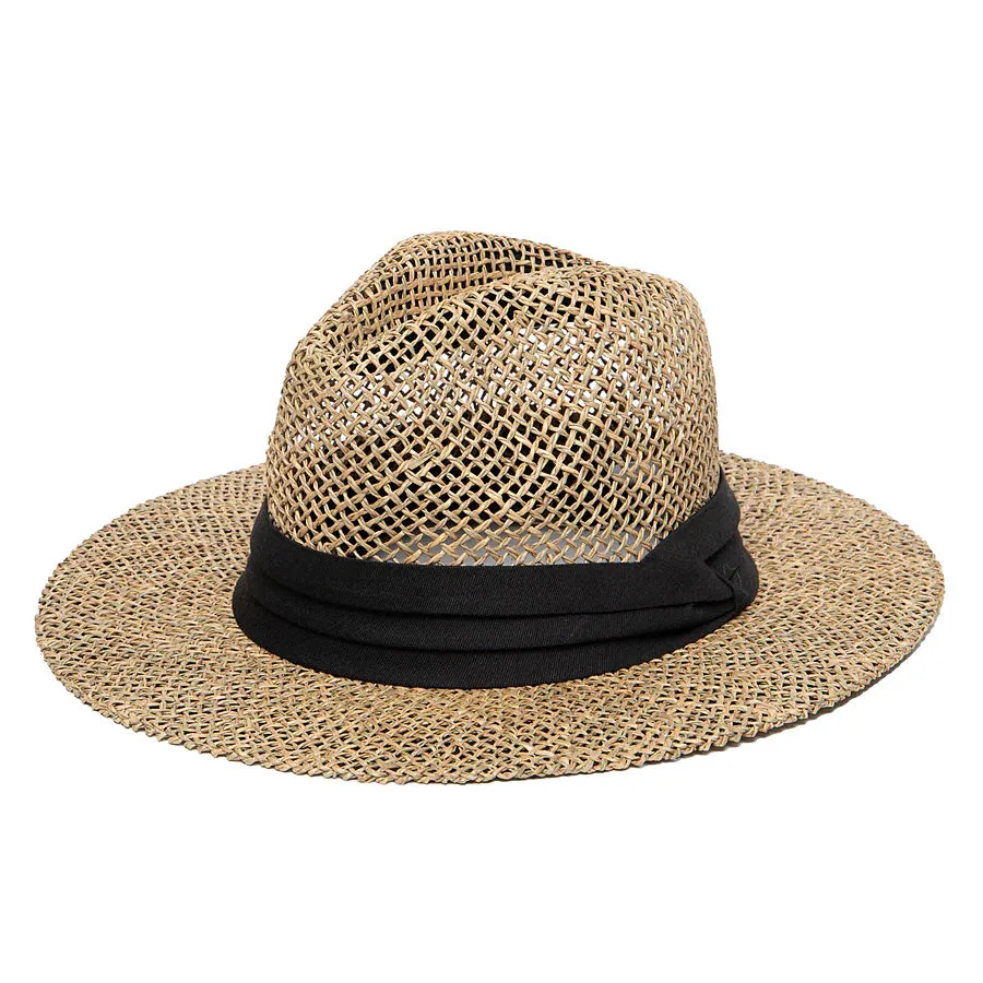 Mens Rush Straw Wide Brim Fedora