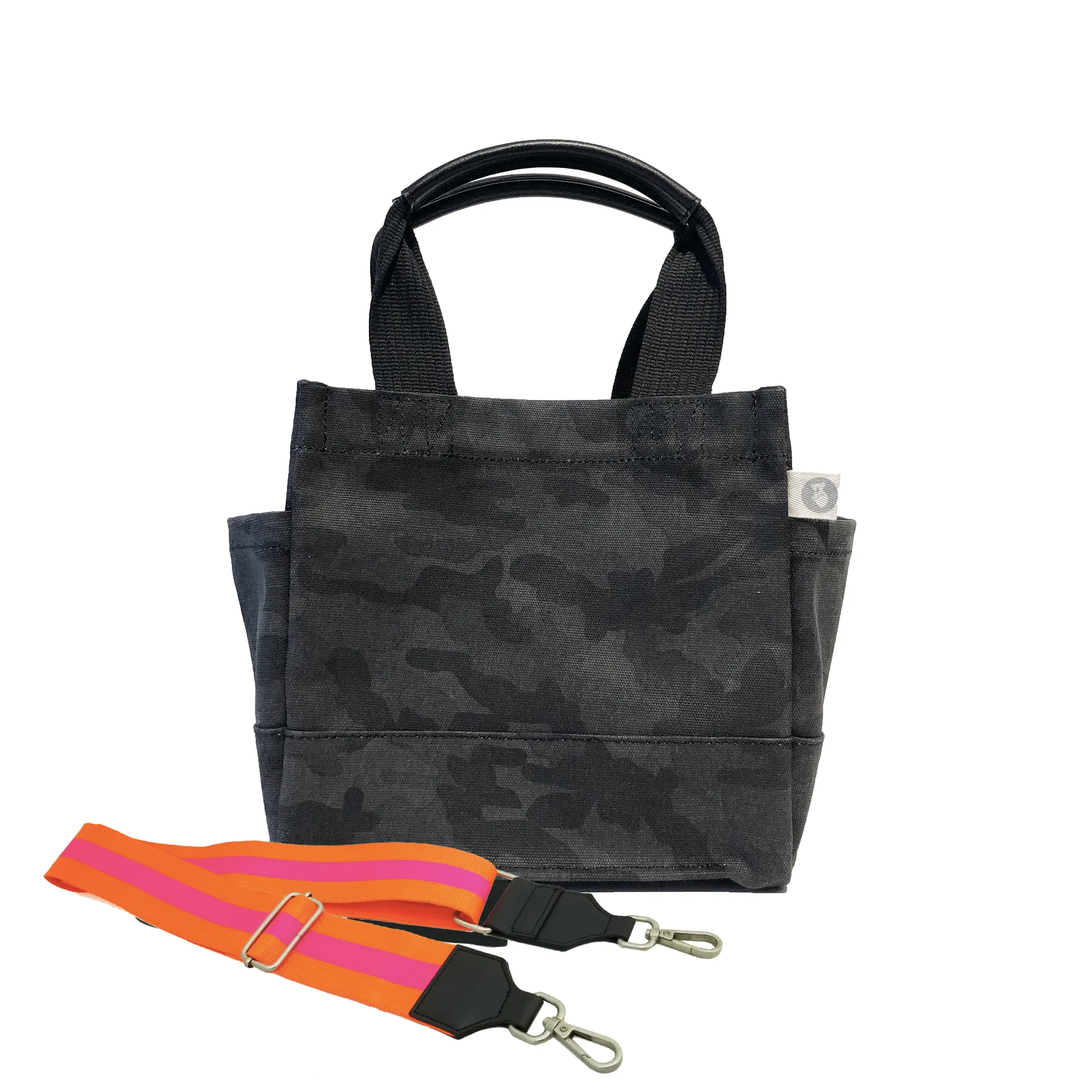 Mini Luxe North South Bag: Black Camouflage