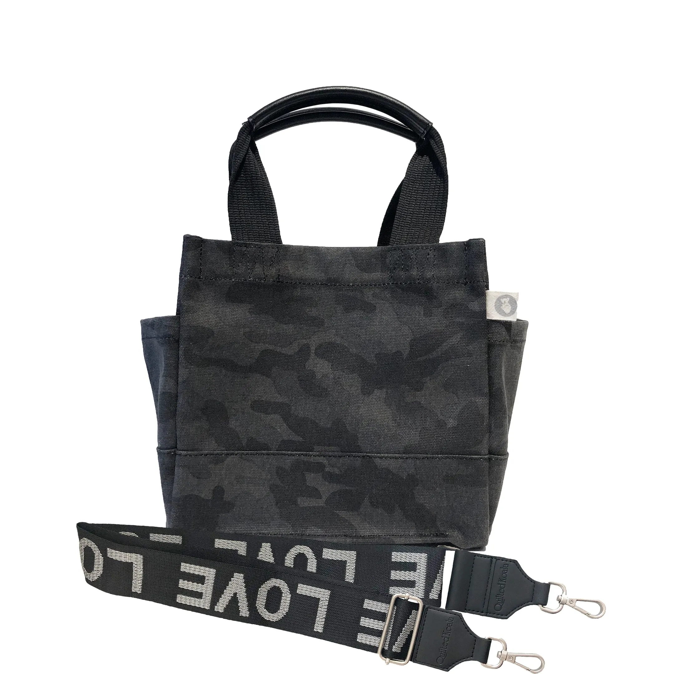 Mini Luxe North South Bag: Black Camouflage