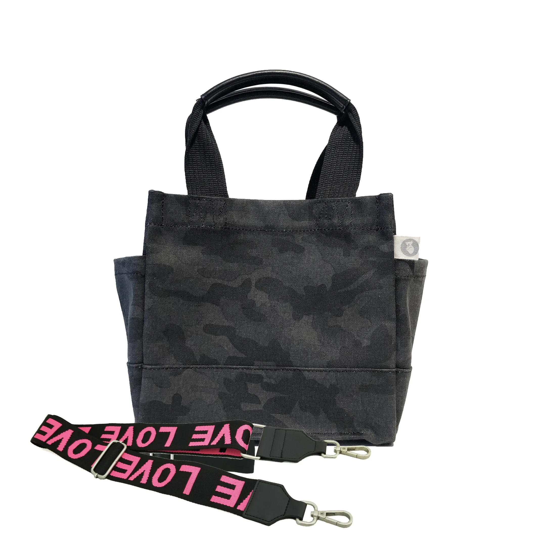 Mini Luxe North South Bag: Black Camouflage