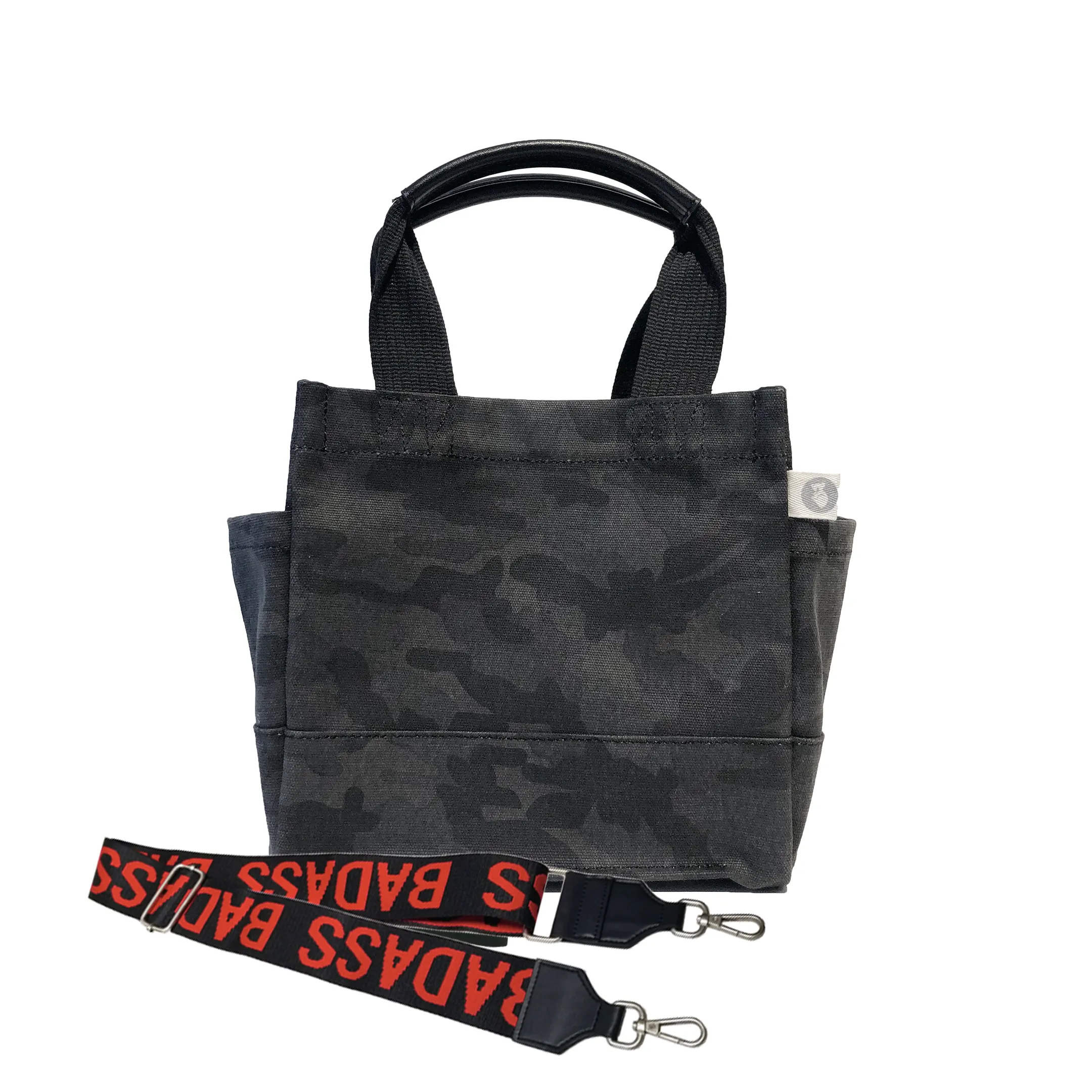 Mini Luxe North South Bag: Black Camouflage