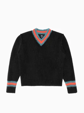 Mohair-Blend Tennis Sweater Black