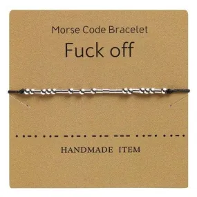 Morse Code Bracelet Silver Beads - F Off