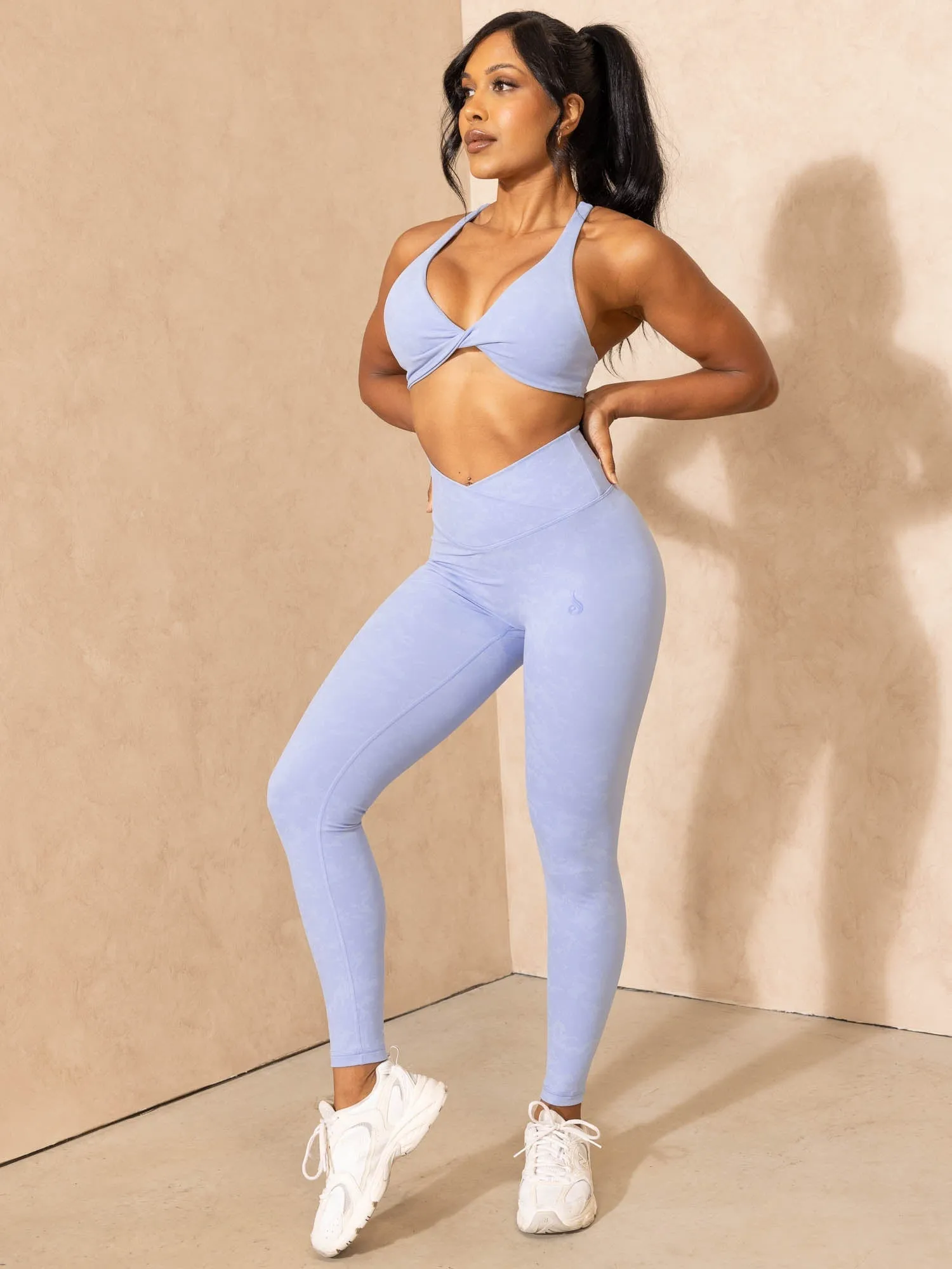 NKD Stonewash Twist Sports Bra - Cornflower Blue Stonewash