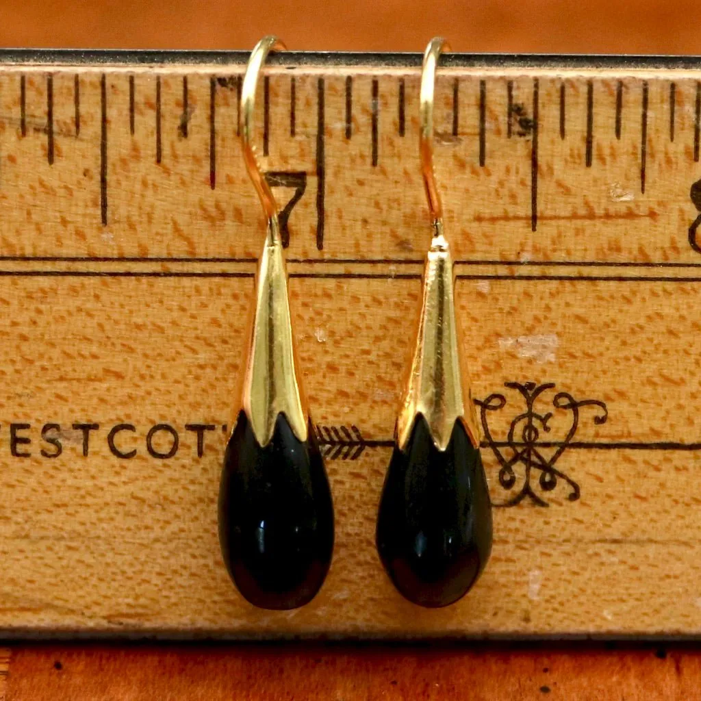 Onyx Cornflower Bud Egyptian Earrings