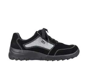 Pantofi casual, dama, RIEKER, TEX ANTISTRESS, L7112-00 negru, piele intoarsa