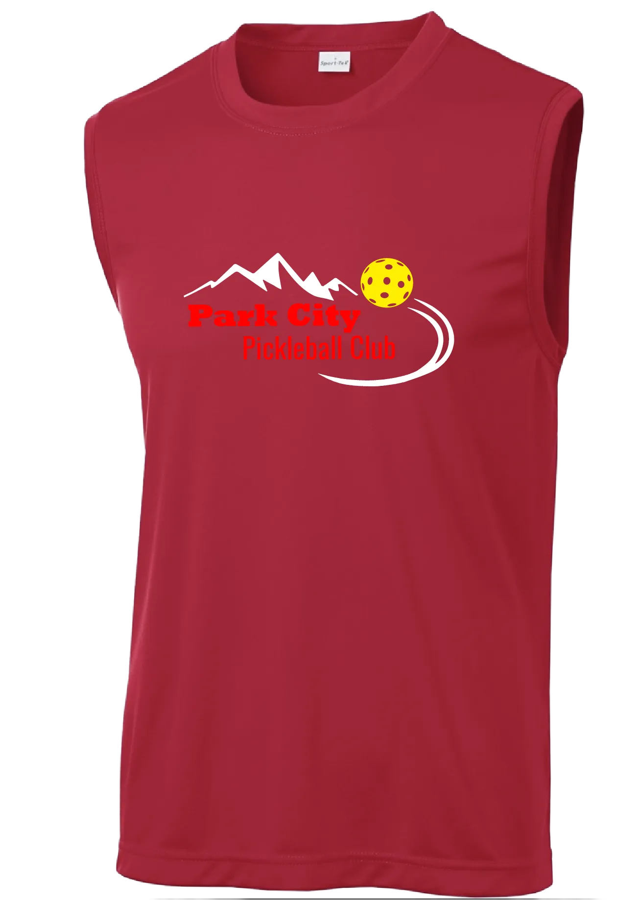 Park City Pickleball Club (Red Words) Customizable | Men's Sleeveess Atheletic Shirt | 100% Polyester