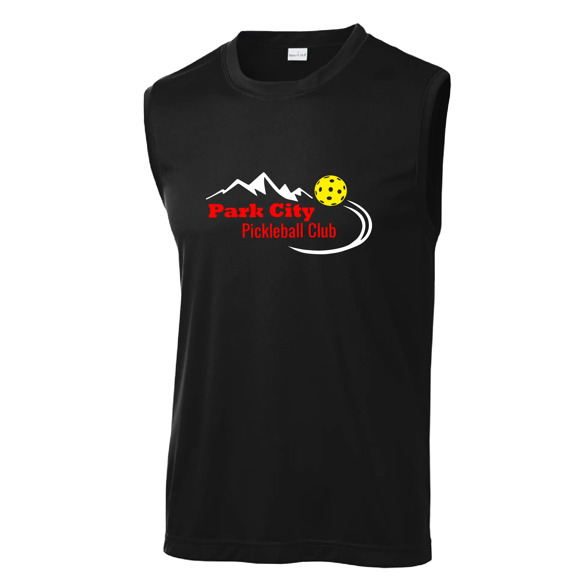 Park City Pickleball Club (Red Words) Customizable | Men's Sleeveess Atheletic Shirt | 100% Polyester