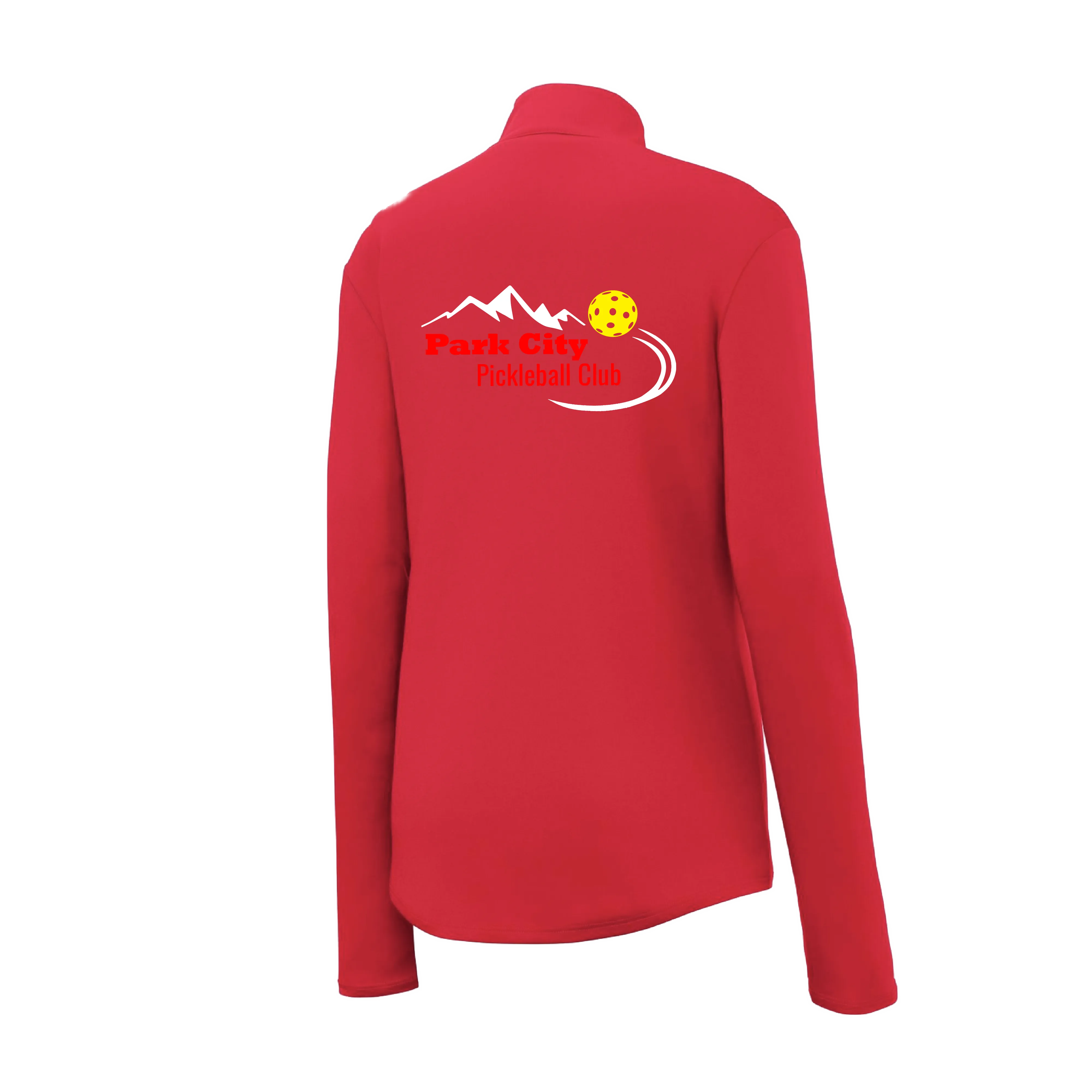 Park City Pickleball Club Red Words (Customizable) | Women's 1/4 Zip Pullover Athletic Shirt | 100% Polyester