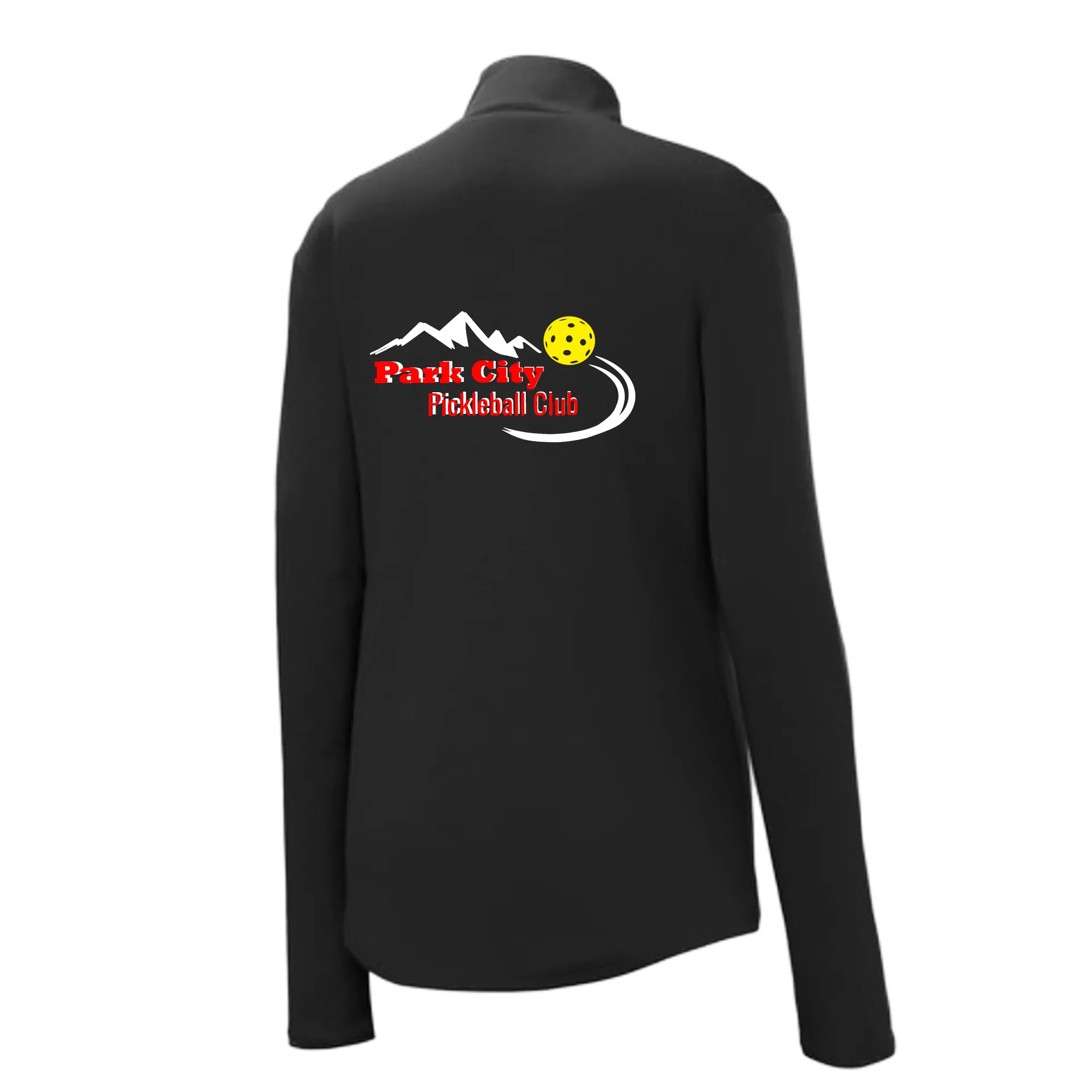 Park City Pickleball Club Red Words (Customizable) | Women's 1/4 Zip Pullover Athletic Shirt | 100% Polyester