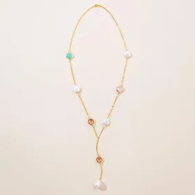 Pearl and Gemstone Necklace in 18k Yellow Gold