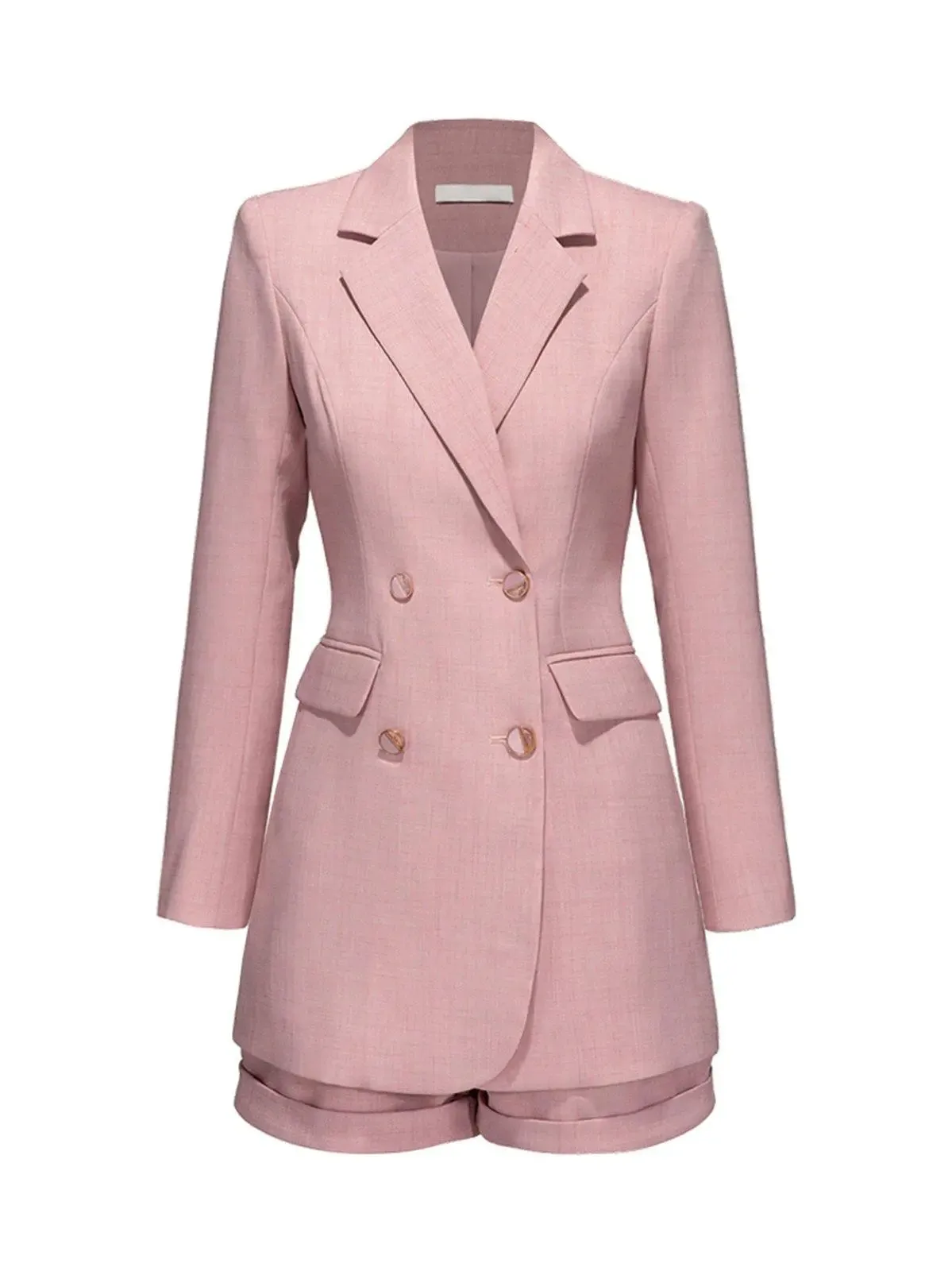 Pink Double Breasted Blazer & Shorts Set