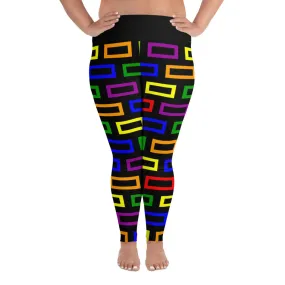 Plus Size Leggings Colorful Blocks