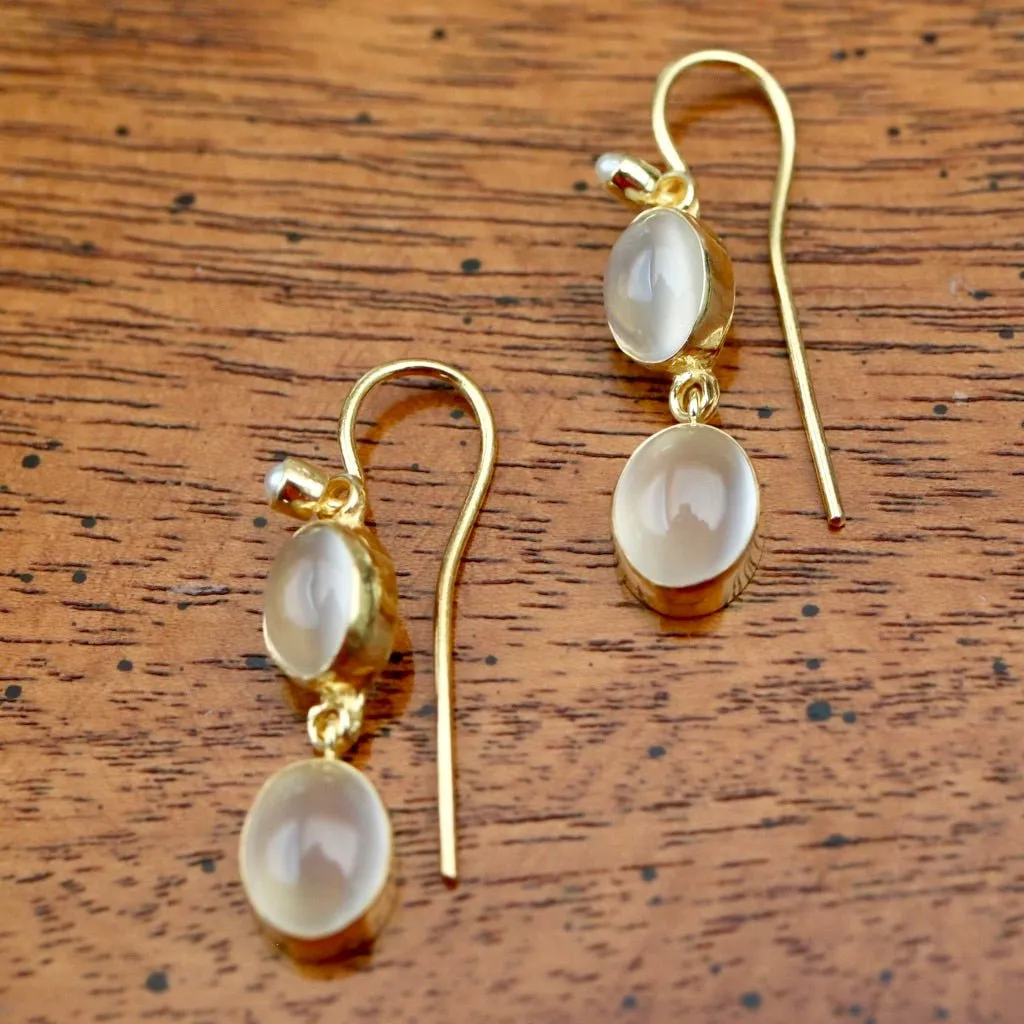 Pont Neuf Earrings: Moonstone and Pearl