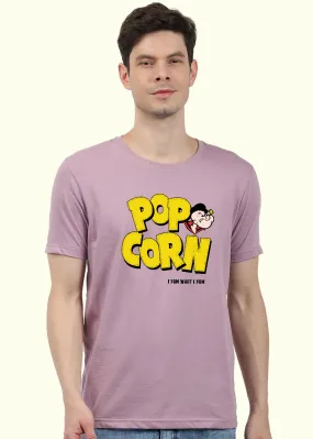 Pop Corn Men Regular Fit Lilac Half Sleeve T-Shirt