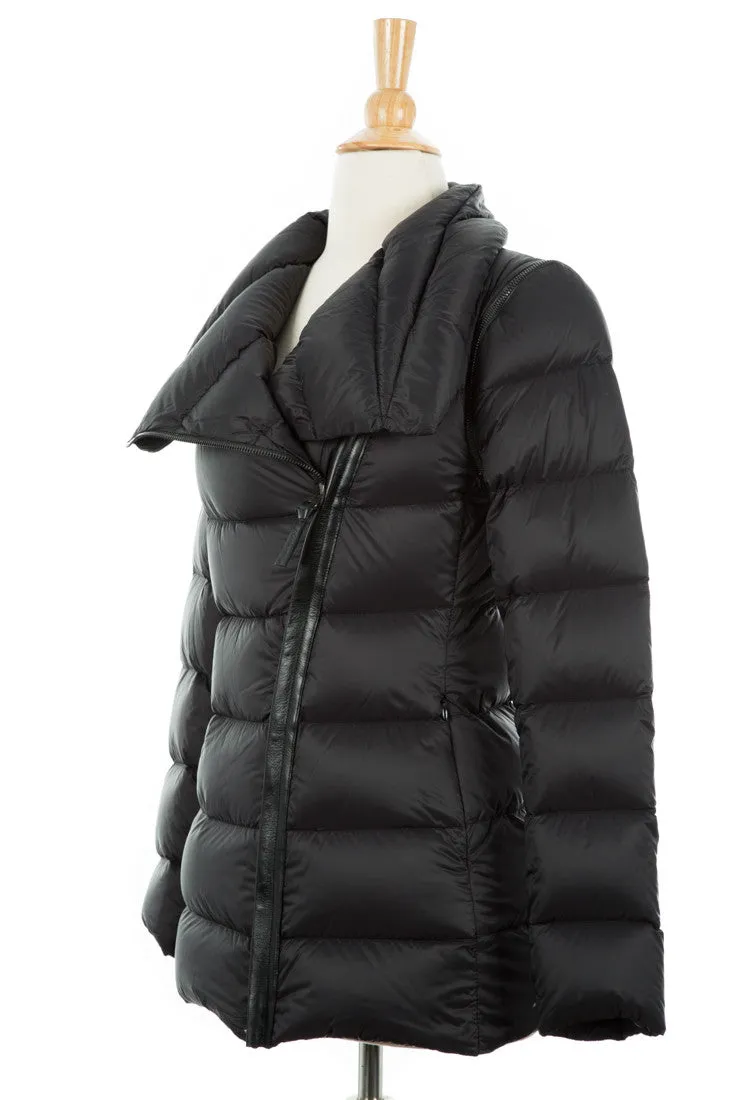 Qeren Convertible Puffer Jacket With  Leather Trim