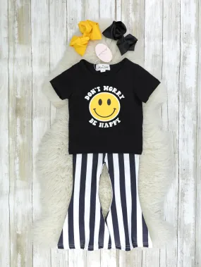 "Don't Worry Be Happy" Striped Bell Bottom Outfit