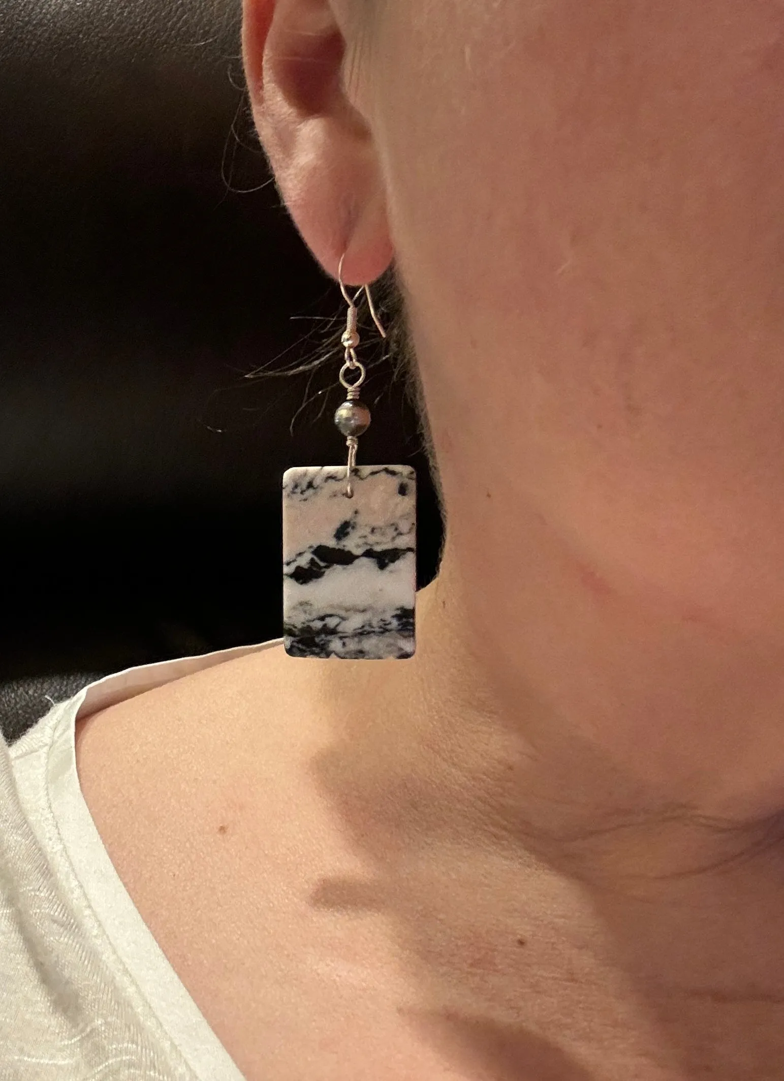 Ready to wear White Buffalo and Sterling Silver Earrings (Select One Pair)