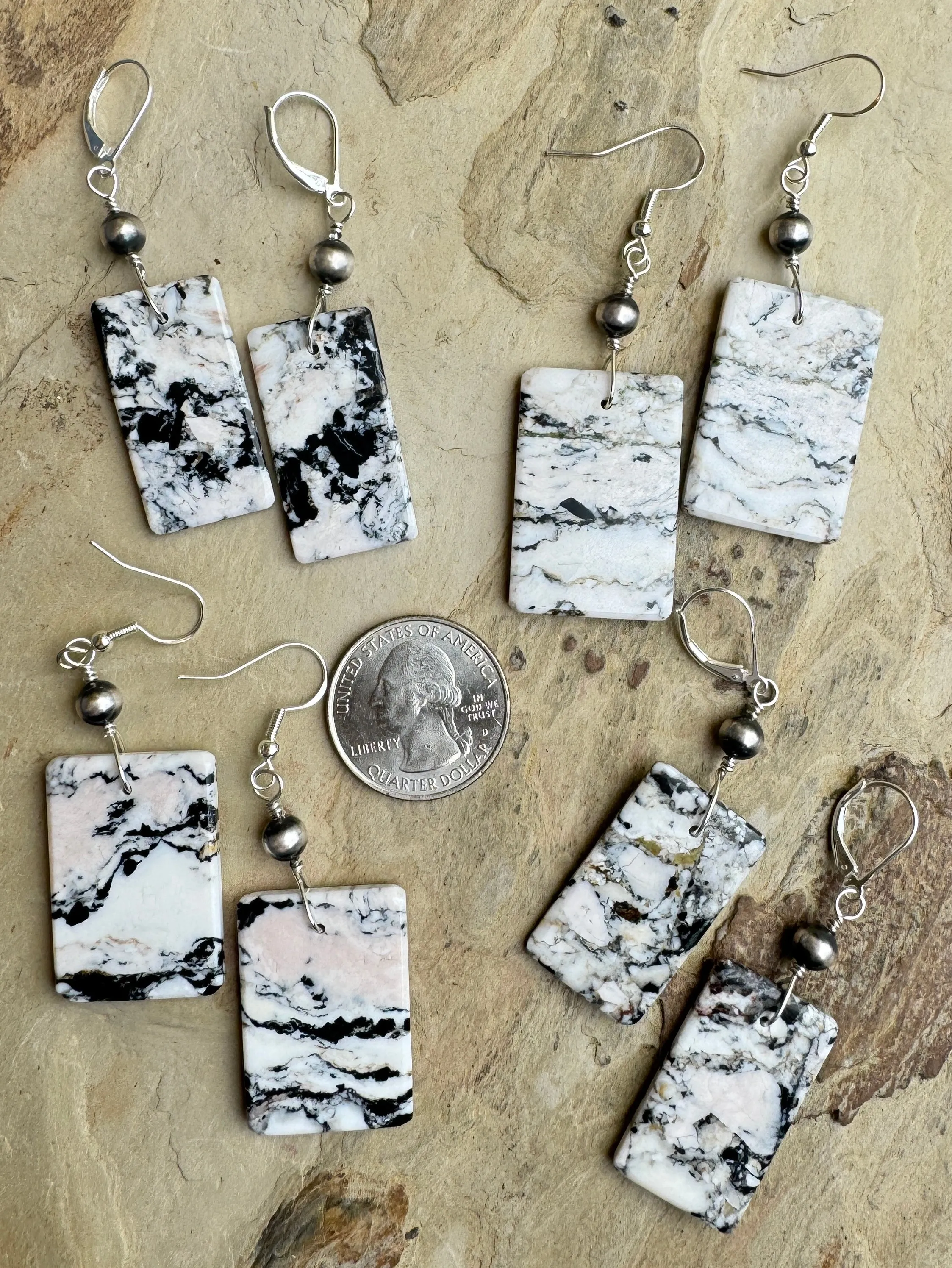 Ready to wear White Buffalo and Sterling Silver Earrings (Select One Pair)