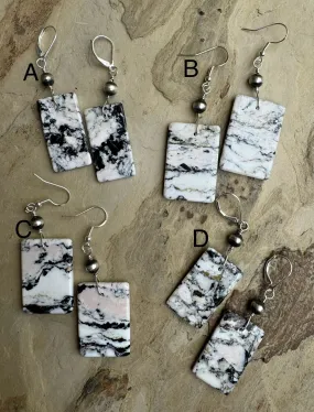 Ready to wear White Buffalo and Sterling Silver Earrings (Select One Pair)